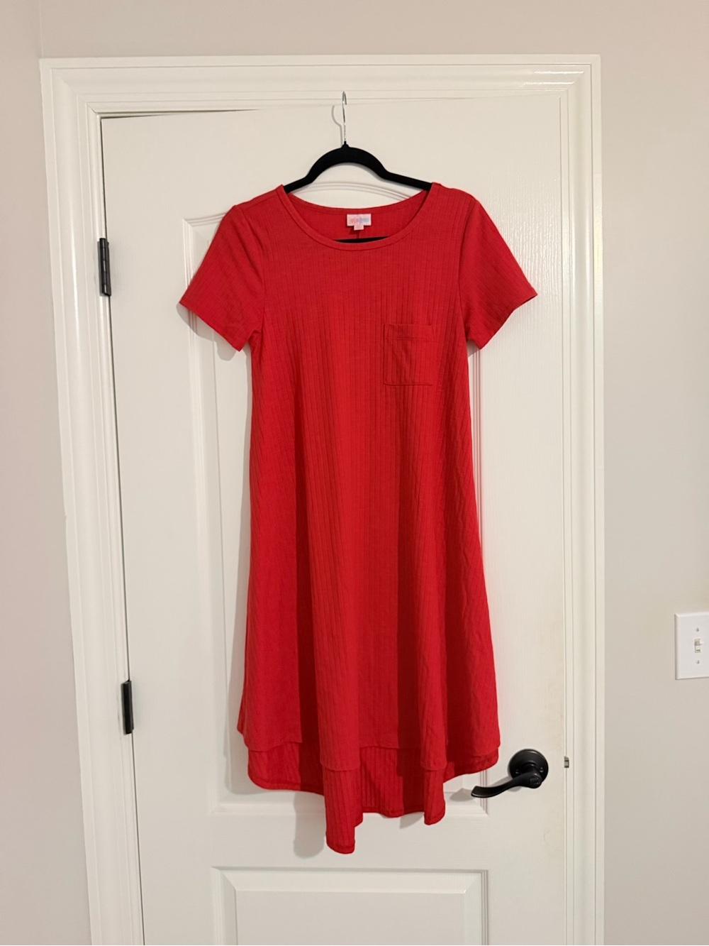 LuLaRoe Red Short-Sleeve High-Low Swing Dress